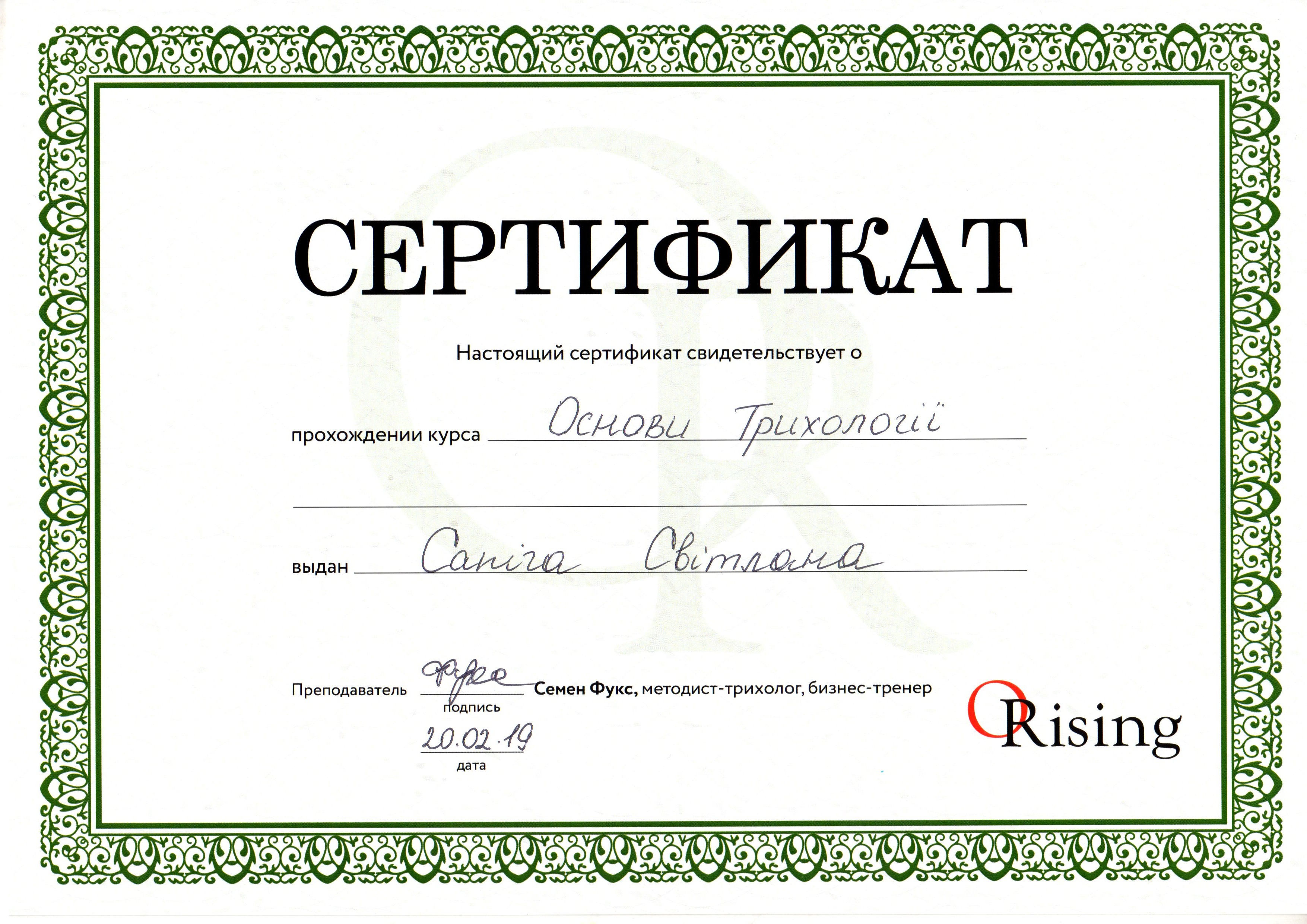 Сапіга Світлана 20.02.2019